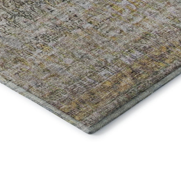 HomeRoots 10' Aqua, Gold & Gray Abstract Washable Area Rug - UV Resistant, Pet-Friendly, Stylish Durability! 688135