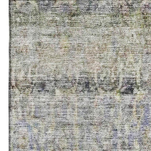 HomeRoots 10' Aqua, Gold & Gray Abstract Washable Area Rug - UV Resistant, Pet-Friendly, Stylish Durability! 688135