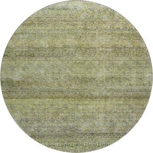 HomeRoots 8' Stylish Artichoke Green, Gray & Beige Striped Washable Round Rug with UV Protection & Durability 688138