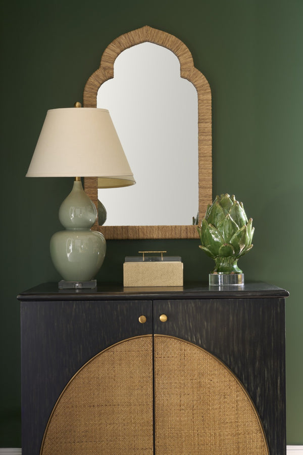 Chelsea House Fulton Double-Gourd Vase Lamp In Green Crackle Glaze With Acrylic Base, Brass Accents & Linen Shade 68814