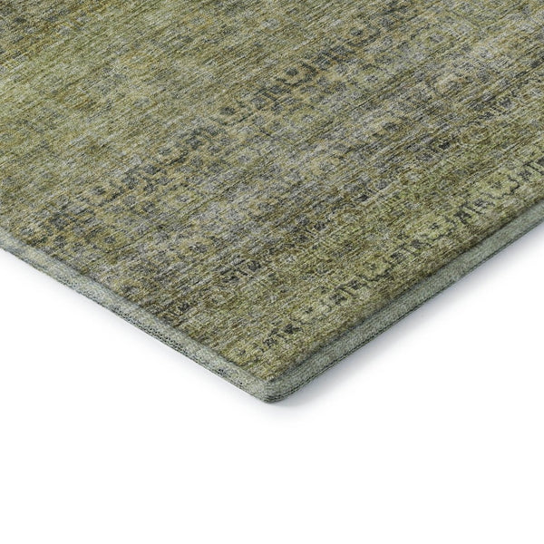 HomeRoots 9' X 12' Elegant Striped Area Rug in Artichoke Green, Gray & Beige - Washable, UV Protected & Durable 688140