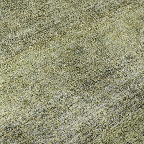 HomeRoots 9' X 12' Elegant Striped Area Rug in Artichoke Green, Gray & Beige - Washable, UV Protected & Durable 688140