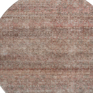 HomeRoots 8' Coral Gray and Silver Striped Washable Round Rug with UV Protection for Easy Care and Style 688144