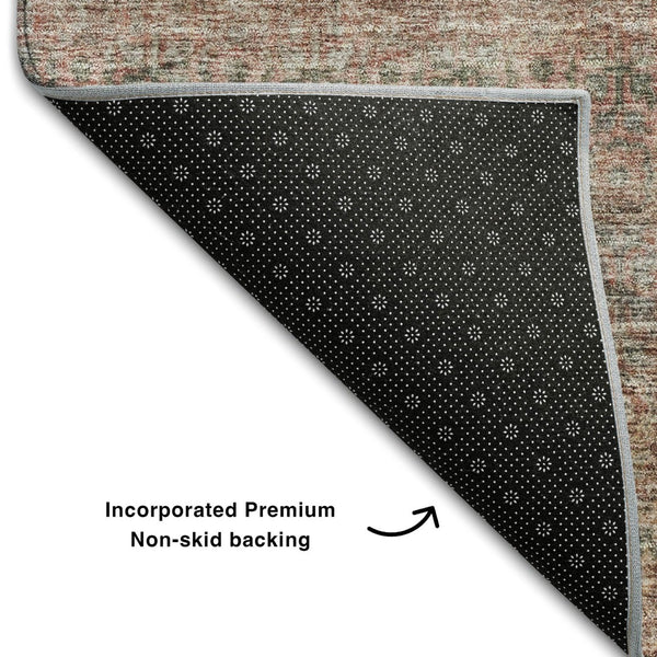 HomeRoots 8' X 10' Coral Gray & Silver Striped Area Rug – Washable, UV Protected, Perfect for Busy Homes 688145