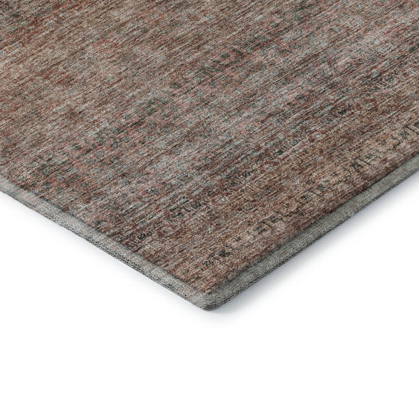 HomeRoots 9' X 12' Coral Gray and Silver Striped Area Rug - Washable, UV-Protected, Durable for High-Traffic Spaces 688146