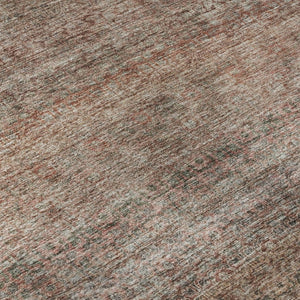 HomeRoots 9' X 12' Coral Gray and Silver Striped Area Rug - Washable, UV-Protected, Durable for High-Traffic Spaces 688146