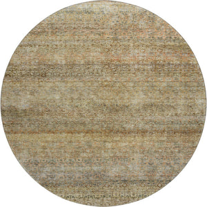 HomeRoots 8' Wheat Gray Striped Washable Round Rug with UV Protection, Stain-Resistant, Ideal for Homes 688150