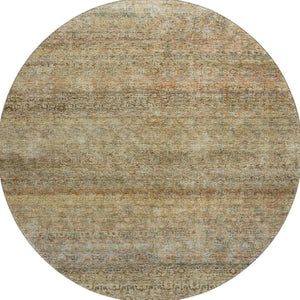 HomeRoots 8' Wheat Gray Striped Washable Round Rug with UV Protection, Stain-Resistant, Ideal for Homes 688150