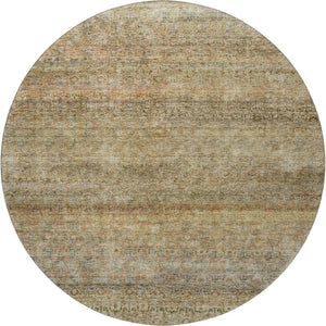 HomeRoots 8' Wheat Gray Striped Washable Round Rug with UV Protection, Stain-Resistant, Ideal for Homes 688150