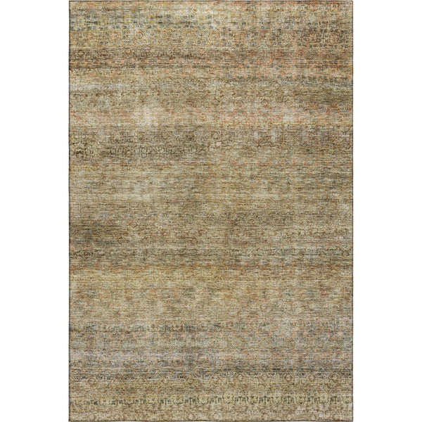HomeRoots 9' X 12' Striped Area Rug in Wheat Gray & Beige - Washable, Stain-Resistant, UV Protected Design 688152