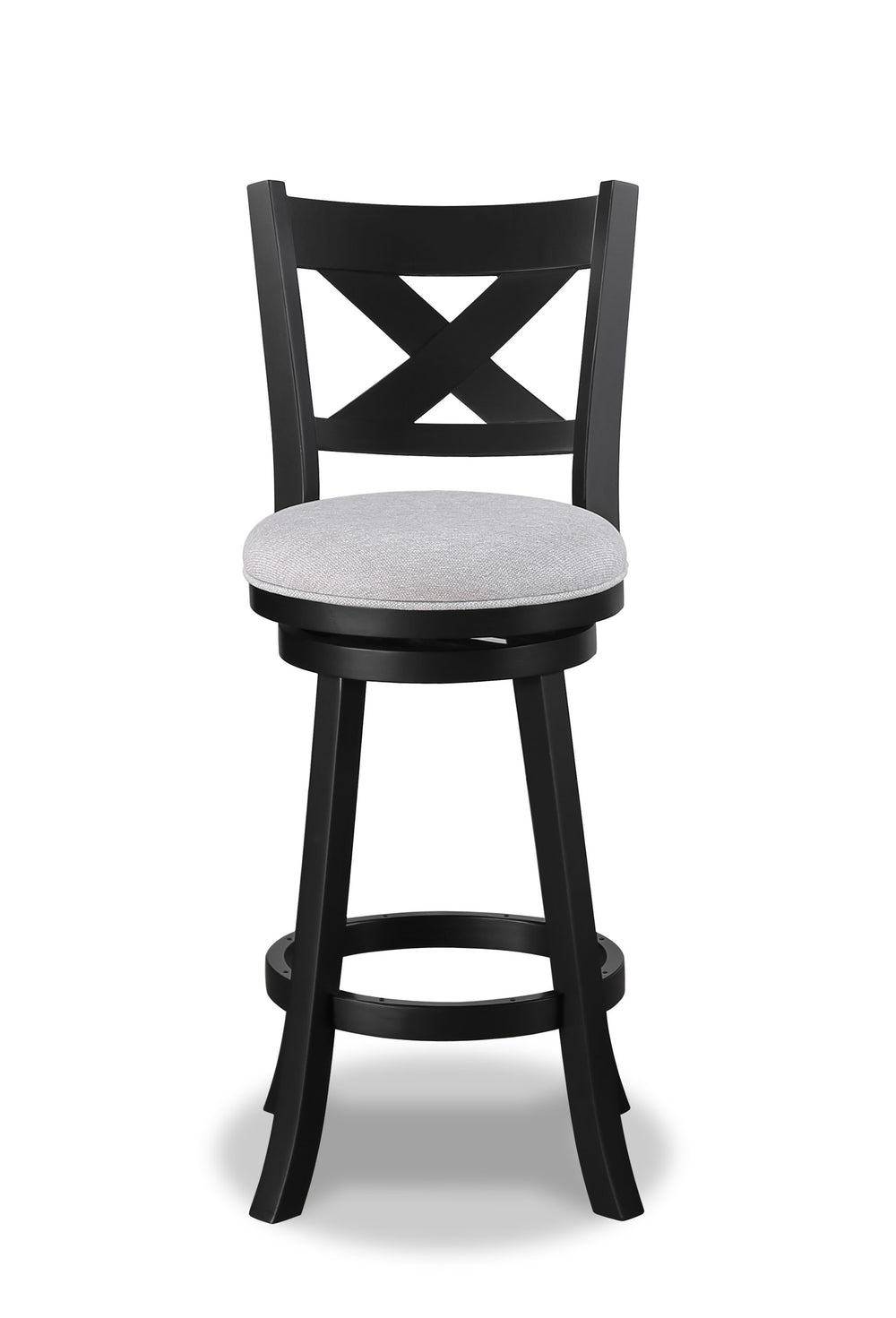 English Elm 2Pc Modern Swivel Pub Stools - Comfortable Counter Height Chairs With Dove Fabric & Black Legs B011P262368
