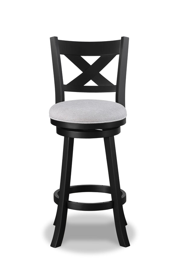 English Elm 2Pc Modern Swivel Pub Stools - Comfortable Counter Height Chairs With Dove Fabric & Black Legs B011P262368