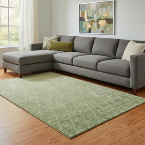 HomeRoots 8' X 10' Stylish Artichoke Green Geometric Area Rug with UV Protection – Washable & Durable Design 688157