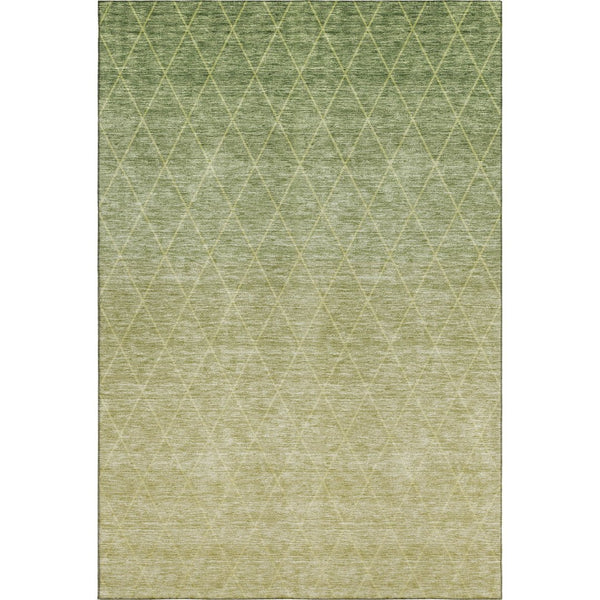 HomeRoots 8' X 10' Stylish Artichoke Green Geometric Area Rug with UV Protection – Washable & Durable Design 688157