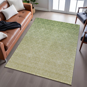 HomeRoots 8' X 10' Stylish Artichoke Green Geometric Area Rug with UV Protection – Washable & Durable Design 688157