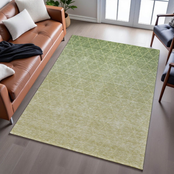 HomeRoots 8' X 10' Stylish Artichoke Green Geometric Area Rug with UV Protection – Washable & Durable Design 688157