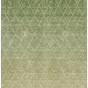 HomeRoots 8' X 10' Stylish Artichoke Green Geometric Area Rug with UV Protection – Washable & Durable Design 688157