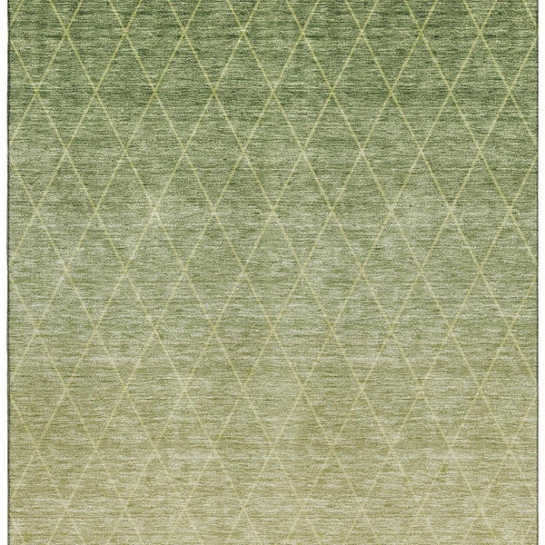 HomeRoots 8' X 10' Stylish Artichoke Green Geometric Area Rug with UV Protection – Washable & Durable Design 688157