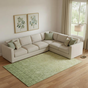 HomeRoots 9' X 12' Artichoke Green Geometric Area Rug - Stylish, Washable, UV-Protected for Busy Homes & Pets 688158