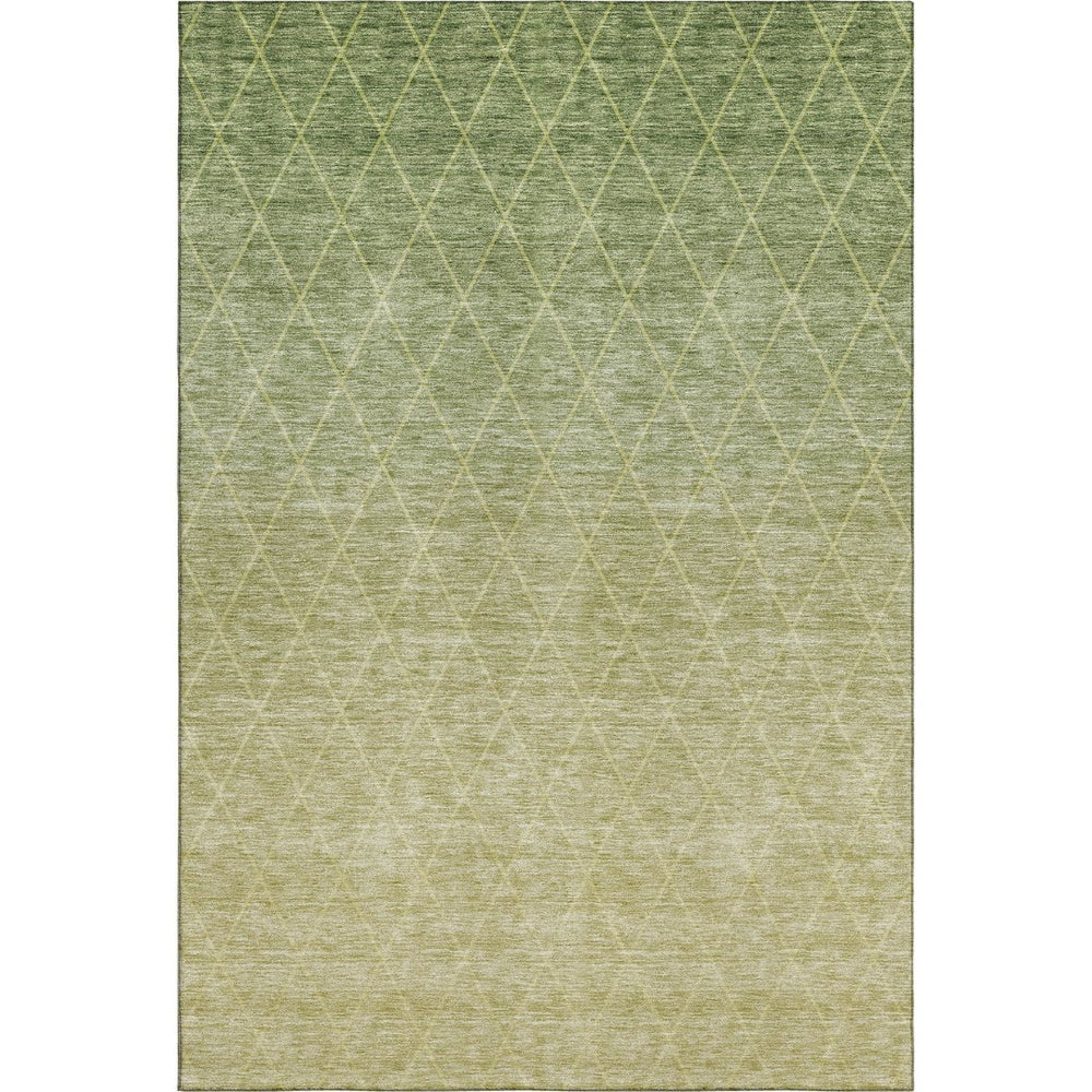 HomeRoots 9' X 12' Artichoke Green Geometric Area Rug - Stylish, Washable, UV-Protected for Busy Homes & Pets 688158