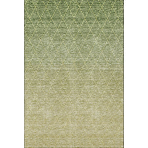 HomeRoots 9' X 12' Artichoke Green Geometric Area Rug - Stylish, Washable, UV-Protected for Busy Homes & Pets 688158