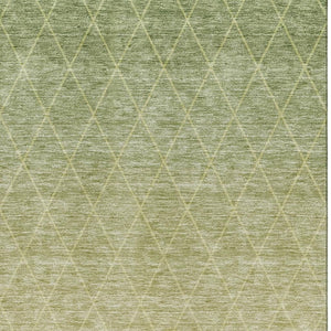 HomeRoots 10' Geometric Artichoke Green Gold Beige Washable Area Rug with UV Protection for Modern Living Spaces 688159