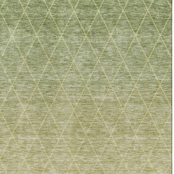 HomeRoots 10' Geometric Artichoke Green Gold Beige Washable Area Rug with UV Protection for Modern Living Spaces 688159