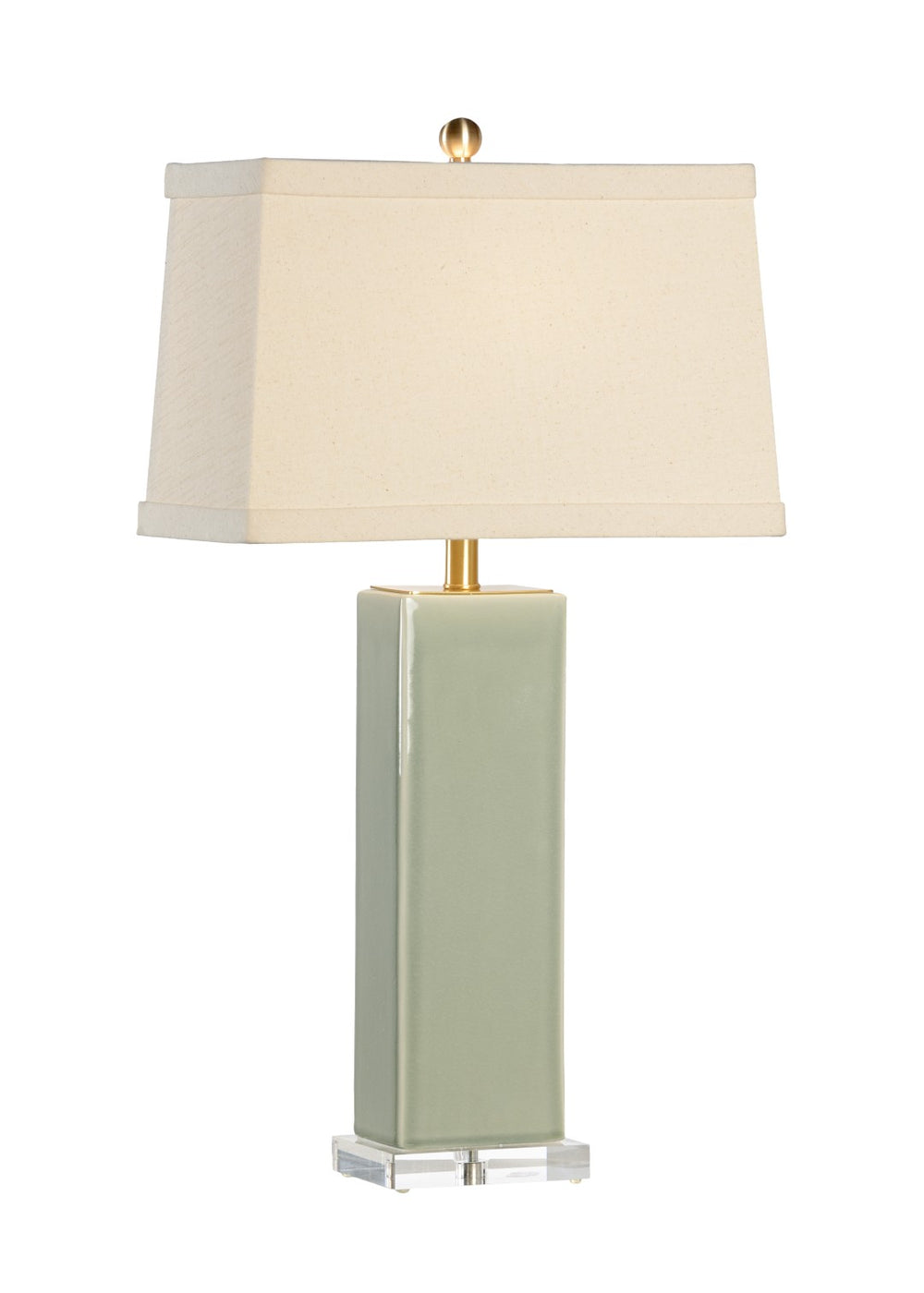 Chelsea House Becker Green Vase Lamp With Glazed Ceramic, Acrylic Base & Antique Brass Accents For Elegant Ambient Light 68816