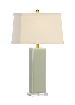 Chelsea House Becker Green Vase Lamp With Glazed Ceramic, Acrylic Base & Antique Brass Accents For Elegant Ambient Light 68816
