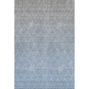HomeRoots 5' X 8' Blue Gray & Silver Geometric Washable Area Rug – Modern, Durable, UV-Protected & Stylish 688161