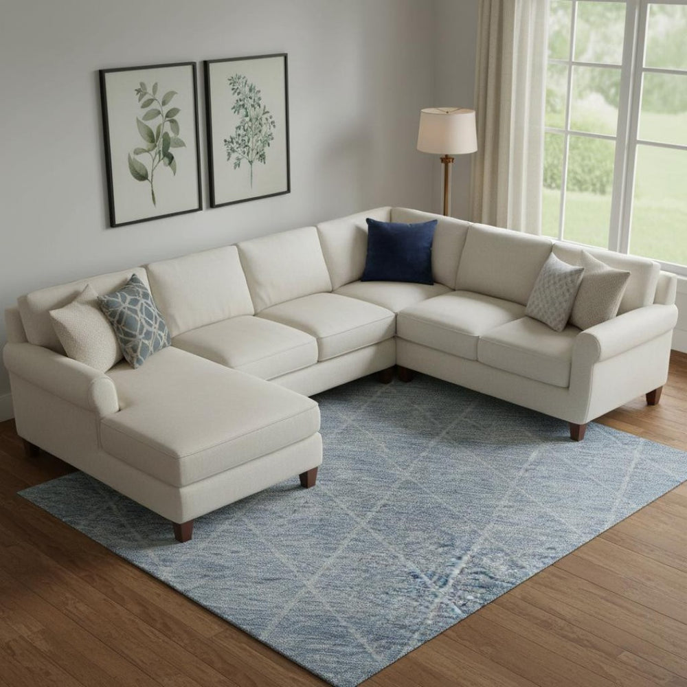 HomeRoots 9' X 12' Stylish Blue Gray & Silver Geometric Area Rug - Washable, UV Protected, Perfect for Families! 688164