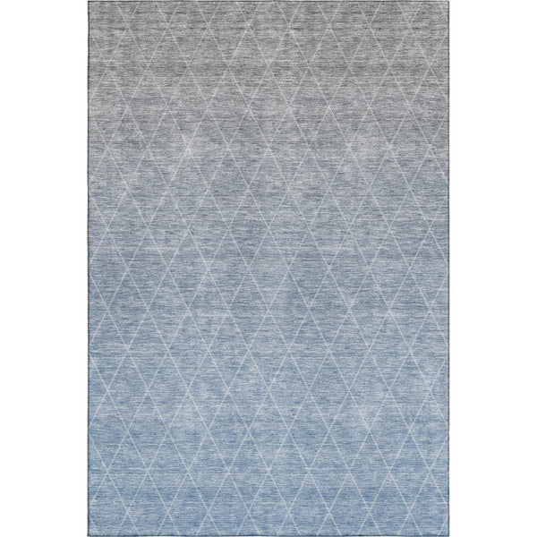 HomeRoots 9' X 12' Stylish Blue Gray & Silver Geometric Area Rug - Washable, UV Protected, Perfect for Families! 688164
