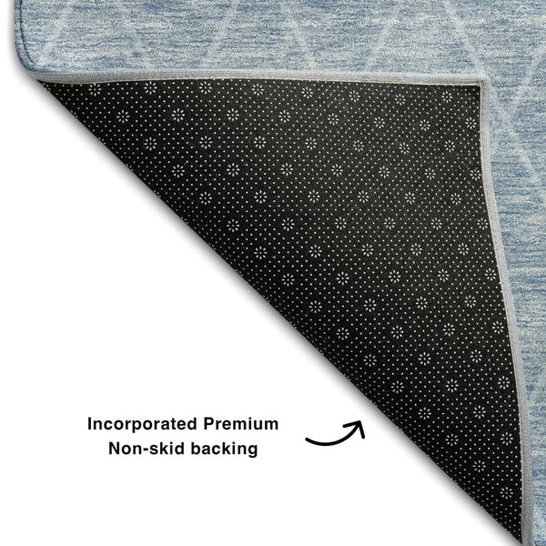 HomeRoots 9' X 12' Stylish Blue Gray & Silver Geometric Area Rug - Washable, UV Protected, Perfect for Families! 688164