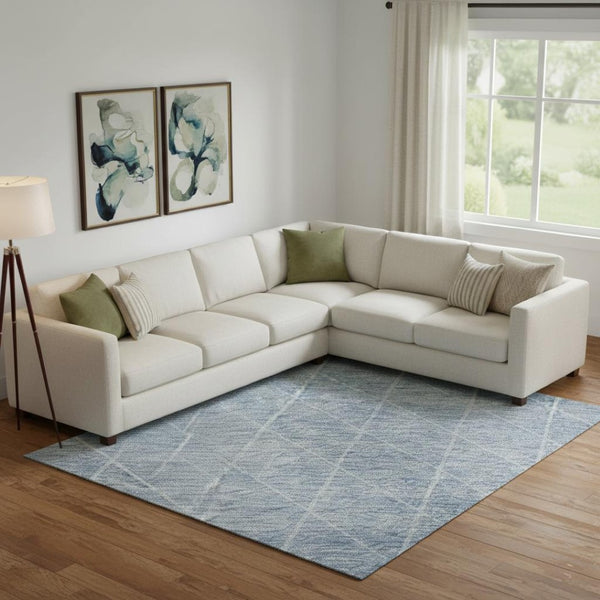HomeRoots 10' Blue Gray & Silver Geometric Area Rug - Washable, UV-Protected, Durable for Kids & Pets! 688165