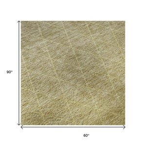 HomeRoots 5' X 8' Stylish Gold Beige Taupe Geometric Area Rug - Washable, UV Protected & Pet-Friendly Design 688167