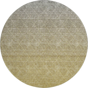 HomeRoots 8' Gold Beige And Taupe Geometric Round Rug - Washable, UV-Protected, Stain-Resistant Design for Homes 688168