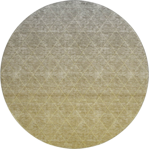 HomeRoots 8' Gold Beige And Taupe Geometric Round Rug - Washable, UV-Protected, Stain-Resistant Design for Homes 688168