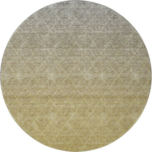 HomeRoots 8' Gold Beige And Taupe Geometric Round Rug - Washable, UV-Protected, Stain-Resistant Design for Homes 688168