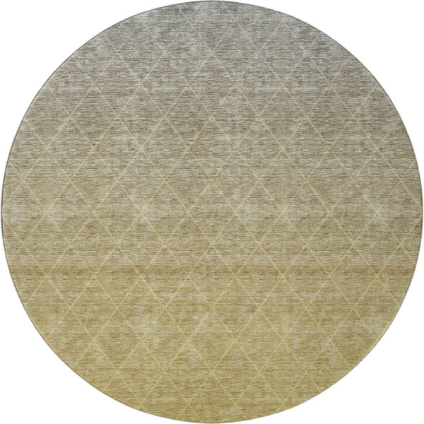 HomeRoots 8' Gold Beige And Taupe Geometric Round Rug - Washable, UV-Protected, Stain-Resistant Design for Homes 688168