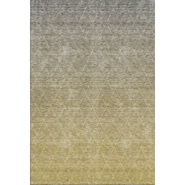 HomeRoots 9' x 12' Modern Gold Beige Taupe Geometric Area Rug - Washable, UV Protected & Stain Resistant Design 688170