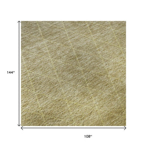 HomeRoots 9' x 12' Modern Gold Beige Taupe Geometric Area Rug - Washable, UV Protected & Stain Resistant Design 688170