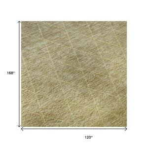 HomeRoots 10' X 14' Geometric Washable Area Rug in Gold, Beige & Taupe - UV Protected, Stain-Resistant Style! 688171