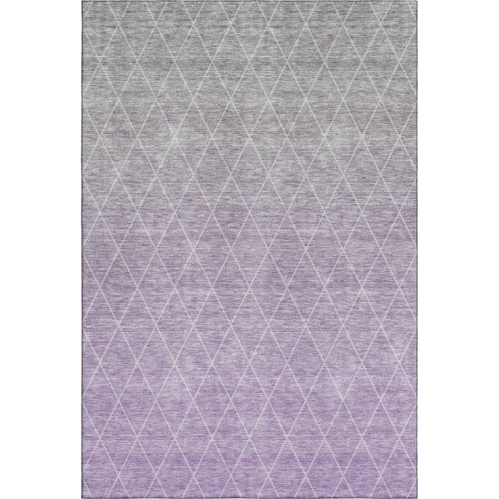 HomeRoots 5' X 8' Lavender & Ivory Geometric Area Rug - Washable, UV-Protected, Durable for Homes with Kids & Pets 688173
