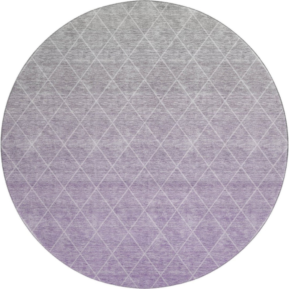HomeRoots 8' Geometric Lavender and Ivory Round Rug – Washable, UV-Protected, Ideal for Modern Homes! 688174