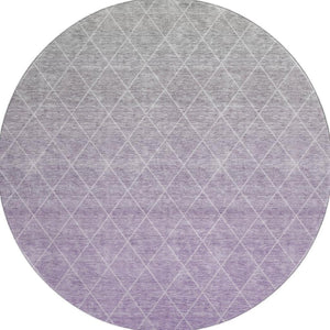 HomeRoots 8' Geometric Lavender and Ivory Round Rug – Washable, UV-Protected, Ideal for Modern Homes! 688174