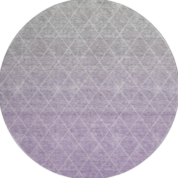 HomeRoots 8' Geometric Lavender and Ivory Round Rug – Washable, UV-Protected, Ideal for Modern Homes! 688174