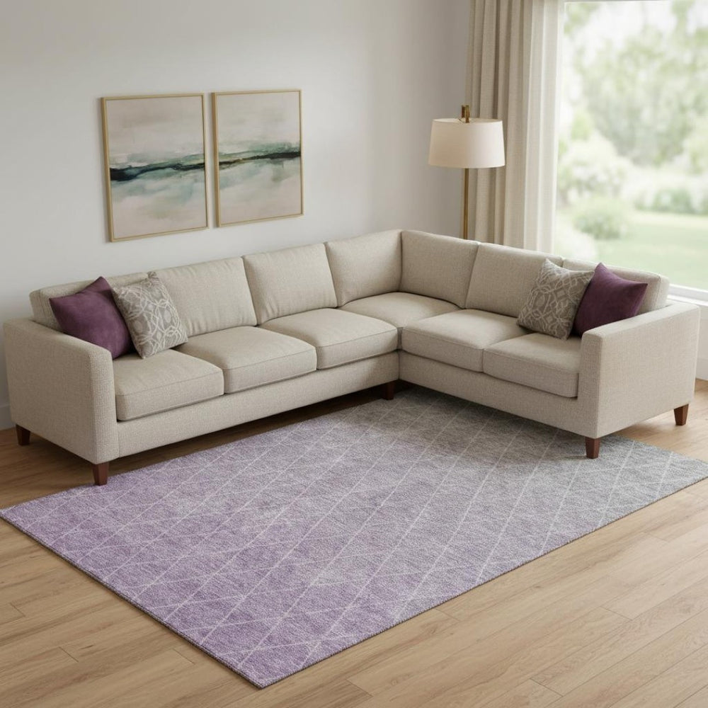 HomeRoots 9' X 12' Lavender Geometric Area Rug - Durable, Washable, UV-Protected for Families & Pets! 688176
