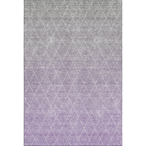 HomeRoots 10' X 14' Stylish Lavender & Ivory Geometric Washable Area Rug with UV Protection for Busy Homes 688177