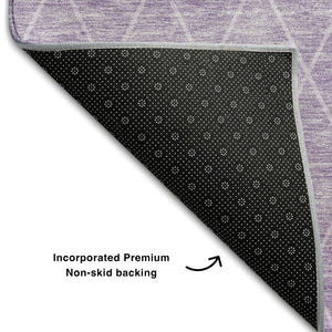 HomeRoots 10' X 14' Stylish Lavender & Ivory Geometric Washable Area Rug with UV Protection for Busy Homes 688177