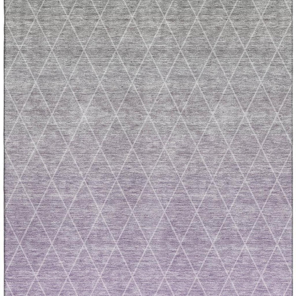 HomeRoots 10' X 14' Stylish Lavender & Ivory Geometric Washable Area Rug with UV Protection for Busy Homes 688177